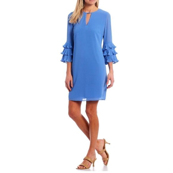 Vince Camuto Women's Pleated Sleeve Float Shift Dress *NOTE DEFECT in pic - SZ 4 - Picture 1 of 14